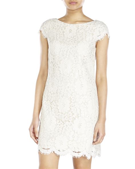 Eliza J Lace Cap Sleeve Shift Dress In Ivory White Lyst