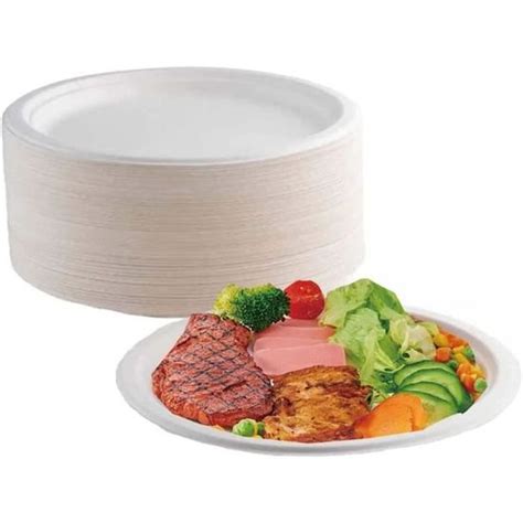 Pcs Assiette Jetable Cm Assiette Carton Biod Gradables De Canne