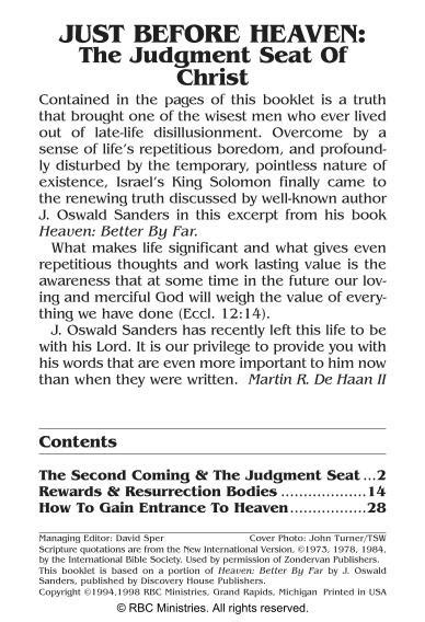 Pdf Just Before Heaven The Judgment Seat Of Christ Pdf Filejust