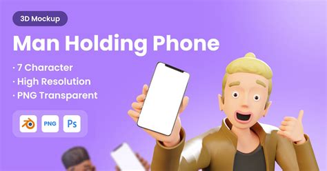 3d Man Holding Phone Mockup V 02 By Slabdsgn On Envato Elements