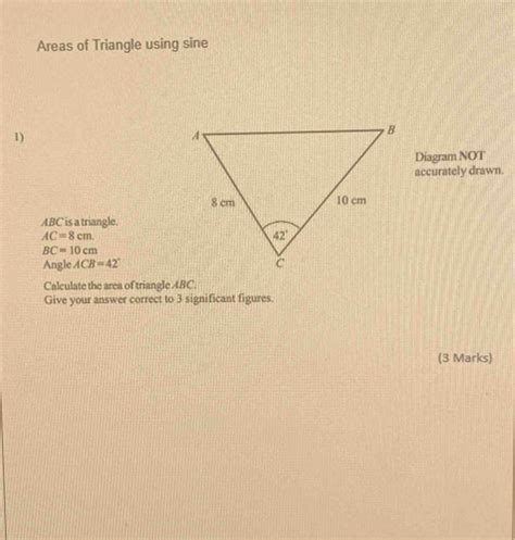 Solved Areas Of Triangle Using Sine Diagram Not Accurately Drawn