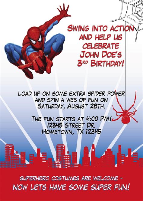 Printable Spiderman Party Invitations - Printable Word Searches