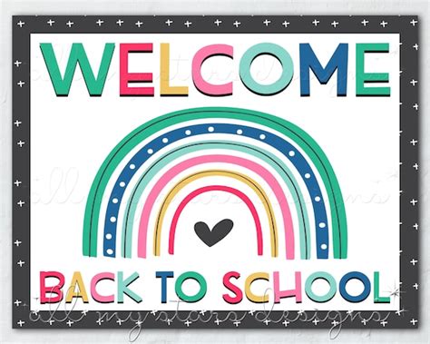 Printable Welcome Back To School Rainbow Photo Sign Instant Etsy