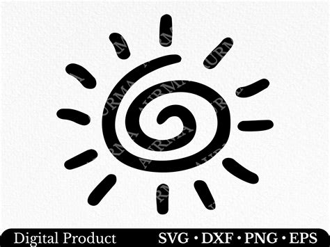 Hand Drawn Sun Svg Cute Sun Svg Silhouette Cut File Spiral Etsy Uk