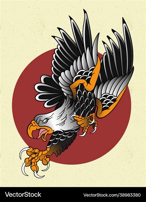 Eagle tattoo flash traditional Royalty Free Vector Image