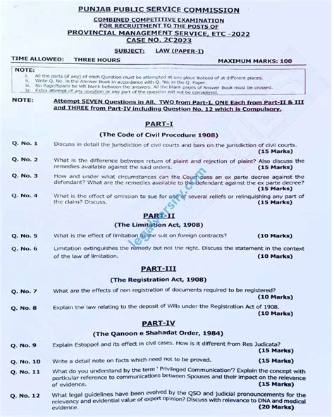 Pms Law Paper I 2022 Legalversity