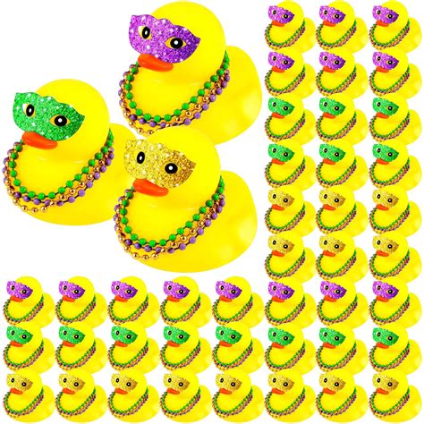 Deekin Pcs Mardi Gras Rubber Ducks Mini Rubber Duckies Tiny Yellow