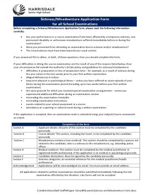 Fillable Online Sickness Misadventure Application Form For All School