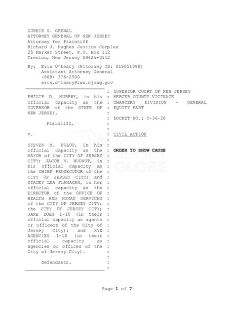 Fillable Online Page 1 Of 7 GURBIR S GREWAL ATTORNEY GENERAL OF NEW