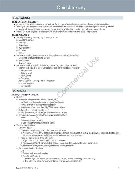 Opioid Toxicity Clinical Key Terminology Clinical Clarification