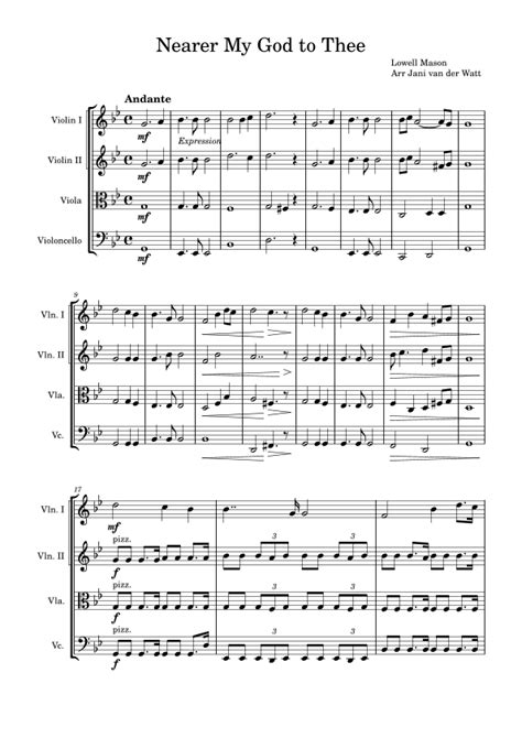 Nearer My God To Thee Arr Jani Van Der Watt By Lowell Mason Sheet