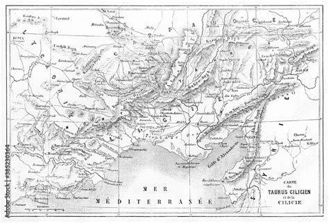 Cilicia And Taurus Mountains Region Old Topographic Map Turkey