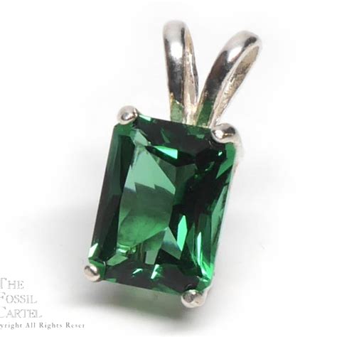 Mt St Helens Emerald Obsidianite Emerald Cut Sterling Silver Pendant