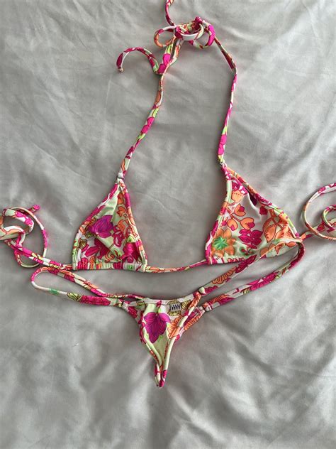 Clothing Sofies Worn Flowered Wicked Weasel Thong Triangle Bikini