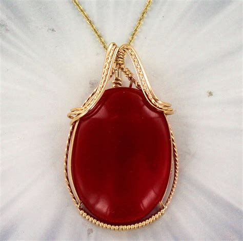 Natural Red Jade Gemstone Pendant In Kt Rolled Gold Jade Necklace