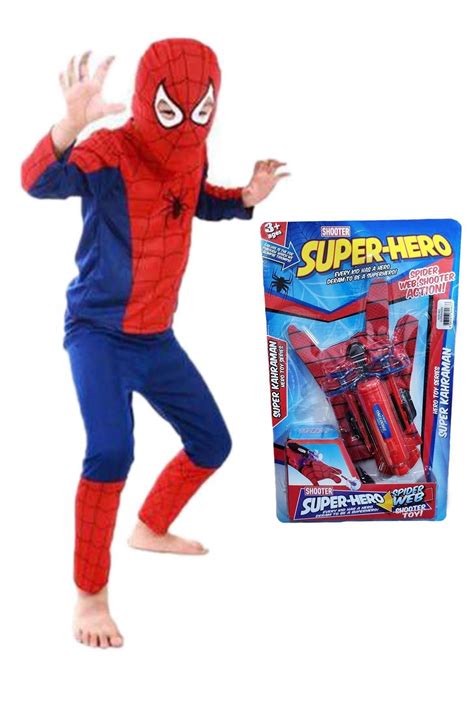 Mashotrend Parçalı Spiderman Örümcek Adam Kostümü Spiderman Ağ Atan