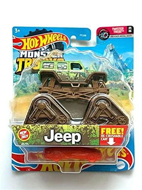 Hot Wheels Monster Trucks Jeep Wrangler Unlimited Re Crushable Green Brown