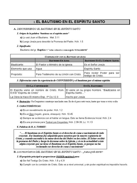 El Bautismo En El Espíritu Santo Pdf Bautismo Con El Espiritu Santo