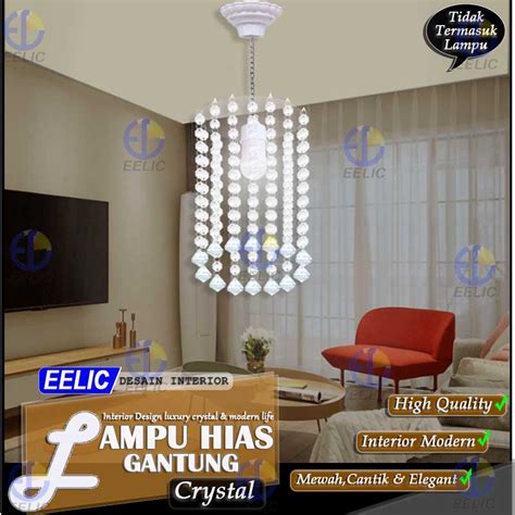 Jual Eelic Lhg Lampu Hias Gantung Crystal Transparan Bentuk Bulat