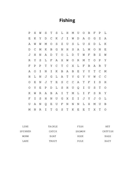 Fishing Word Search