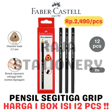 Jual FABER CASTELL TRIANGULAR PENCIL 2B GRAPHITE TRI BLACK PENSIL KAYU