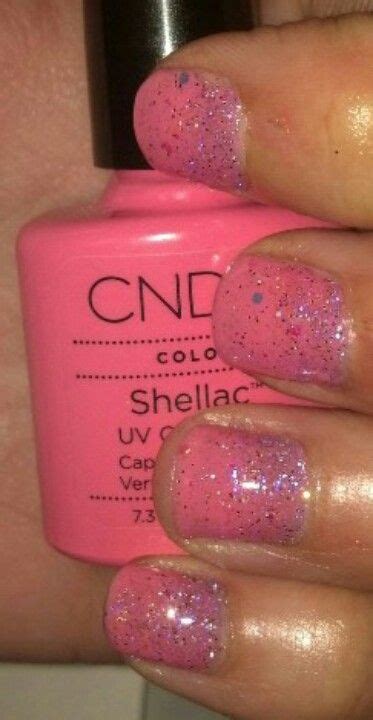 Shellac Hot Pop Pink W Purple Glitter Fade Nail Polish Shellac Nails