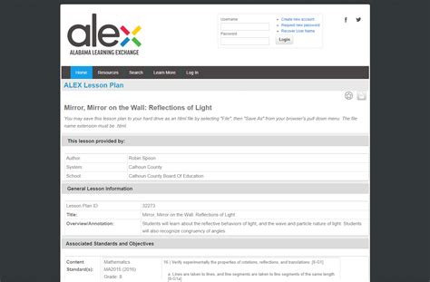 Mirror Mirror On The Wall Reflections Of Light Lesson Plan For 9th