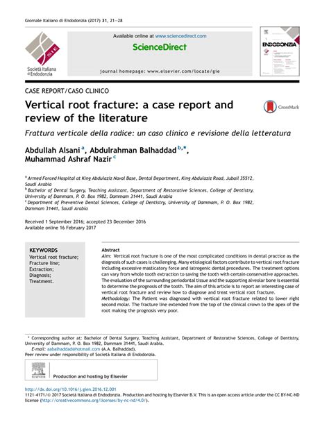 Pdf Vertical Root Fracture A Case Report And Review Of The Literature