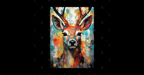 Deer Watercolor Painting Abstract Art - Deer - Sticker | TeePublic