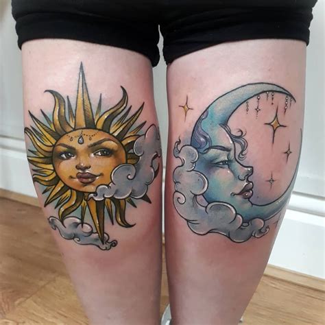 Awesome Sun Moon And Stars Tattoo Behind Ear Ideas