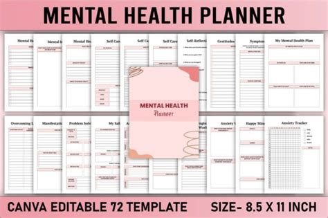 Editable Mental Health Planner Canva Graphic By KDP GALLERY Creative