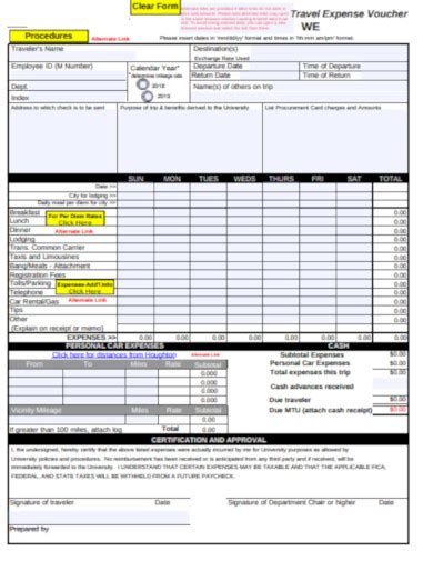 Travel Expense 16 Examples Format Pdf