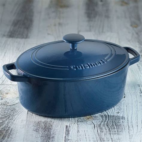 Cuisinart Chef S Classic 5 5qt Blue Enameled Cast Iron Oval Casserole With Cover Ci755 30bg