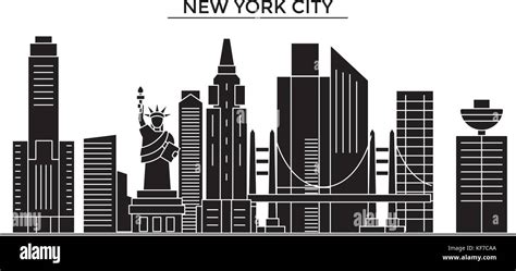 Usa, New York, New York City architecture vector city skyline, travel ...