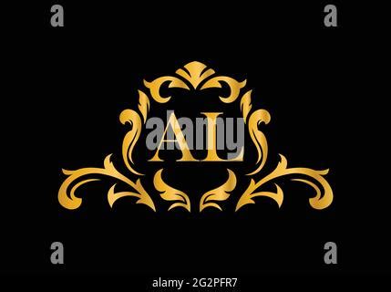 Gold Golden Alphabet Letter Al A L Logo Combination Design Suitable For