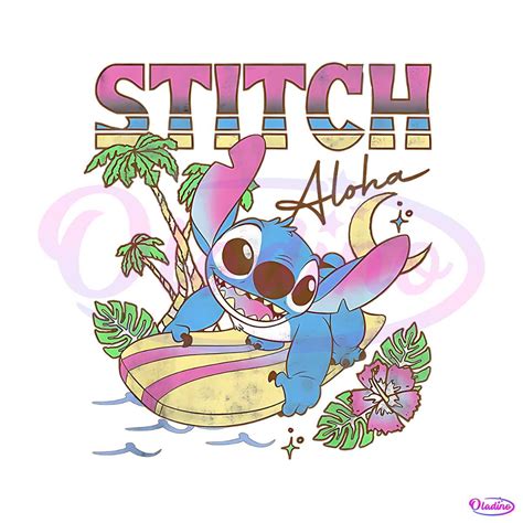 Funny Stitch Aloha Disney Stitch Png Sublimation Download