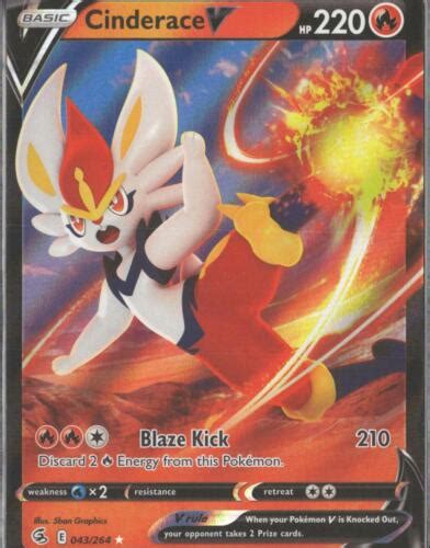 Pokemon TCG Cinderace V 43 043 264 Ultra Rare SWSH08 Fusion