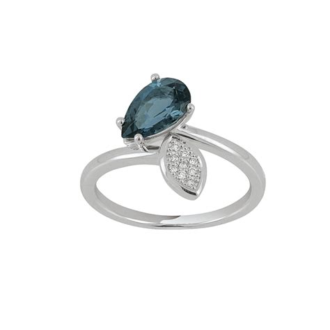 Bague Or Blanc Topaze Blue London Et Diamants Bijouterie Garel