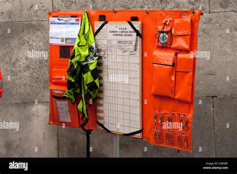 Usar Confined Space Entry Control Board Fire And Rescue Stock Photo