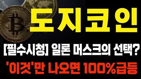 도지코인 코인 필수시청 일론 머스크의 선택 이것만 나오면 100급등 Youtube