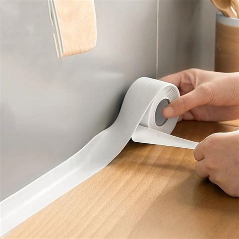 1roll Waterproof Mildew Proof Toilet Caulk Strip Bathroom Self Adhesive Sealing Tape Bathroom