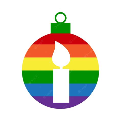 Premium Vector Rainbow Lgbt Christmas Ball Decoration With Candle