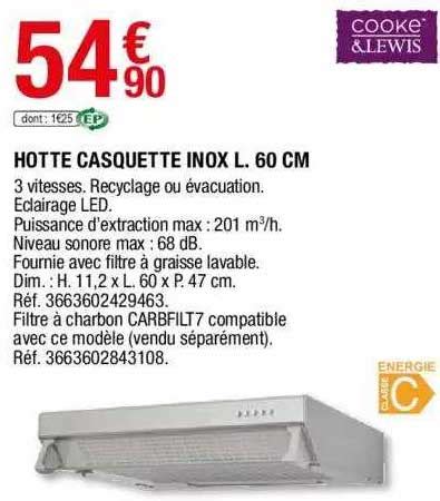 Promo Hotte Casquette Inox L Cm Cooke Lewis Chez Brico D P T