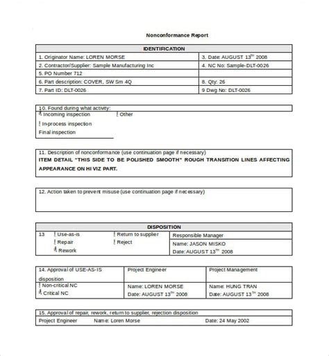 25 Non Conformance Report Templates Pdf Docs Word Pages