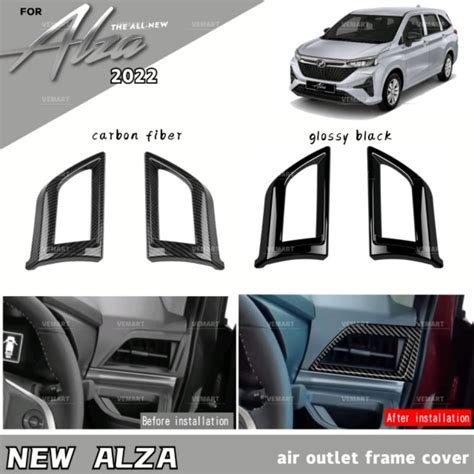 Vemart Perodua Alza New 2022 Carbon Fiber Air Outlet Frame Cover