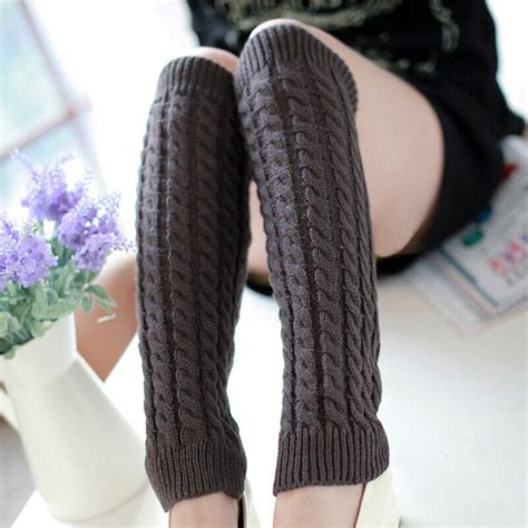 New Women Ladies Winter Warm Leg Warmers Cable Knit Knitted Crochet