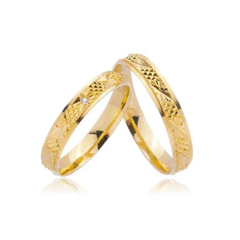 Par de alianças para casamento e noivado ouro 18k 4mm Alianças de