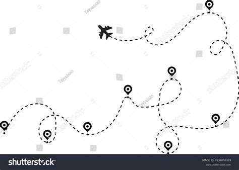 Airplane Path In A Dotted Line Shape Map Marker Royalty Free Stock