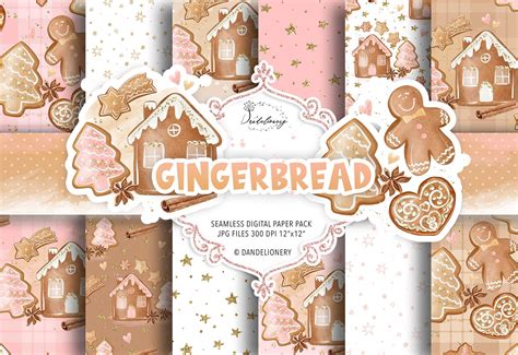 Watercolor Gingerbread Digital Papers Graphic By Dandelionery