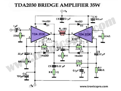 TDA2030 Bridge Amplifier Circuit Diagram With PCB, 35W RMS, 41% OFF